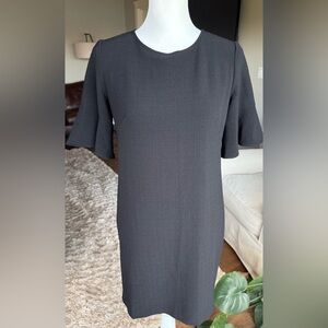 LOFT Size 0 Black Shift Dress With Short Flutter Sleeves